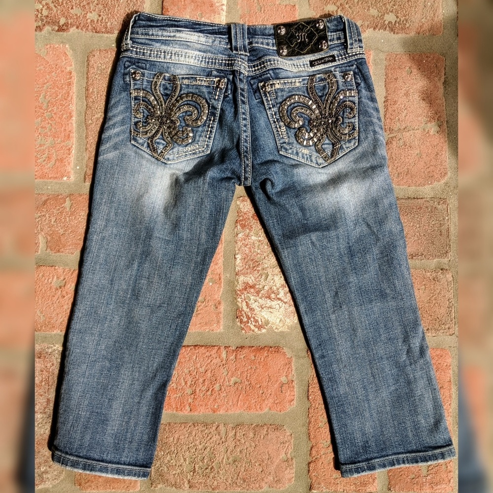 Miss Me Studded Cropped Jeans, Sz 25 - Picture 3 of 8